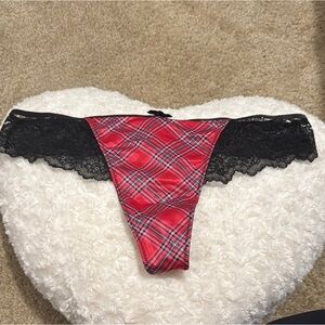 Victoria's Secret Red and Black Lace Plaid Panties